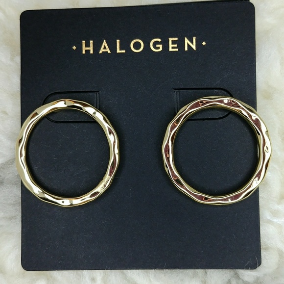 Halogen Jewelry - Halogen Molten Open Circle Goldtone stud earrings Halogen Jewelry - Halogen Molten Open Circle Goldtone stud earrings
